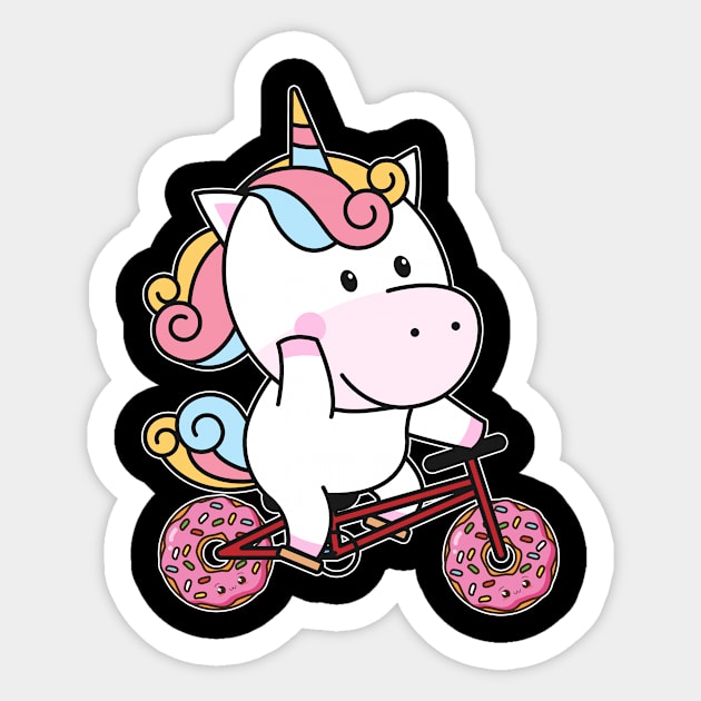 Unicorn Donut Tire Pastry Bicycle Cyclist Sticker by Print-Dinner